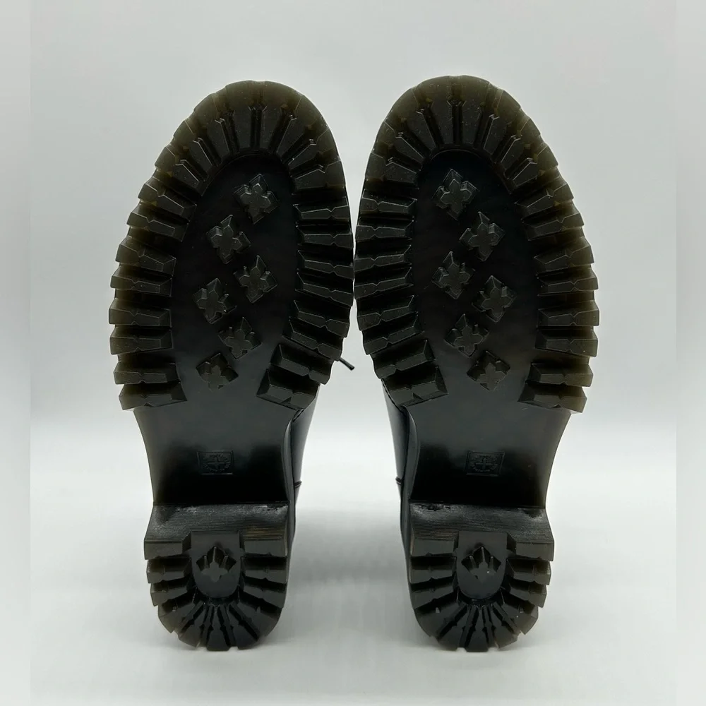 Dr. Martens Leona Lo Platform Oxford Shoes Black Leather Lug Sole Size 10 NWB